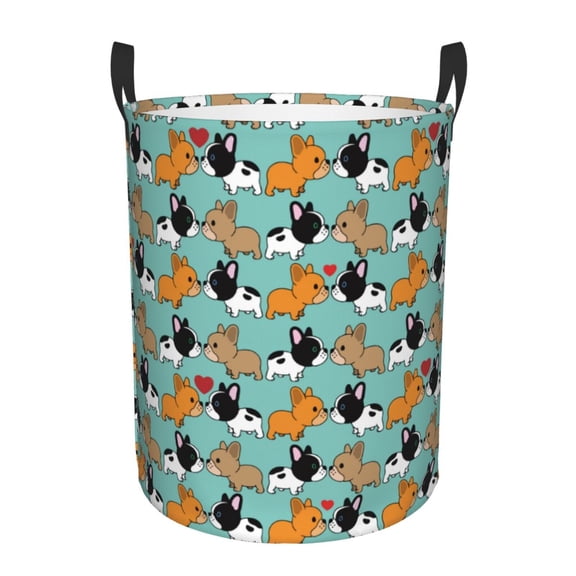 Xecao Cute French Bulldog Print Laundry Hamper Basket,designed for Blanket Storage and Nursery Clothes in the Bedroom