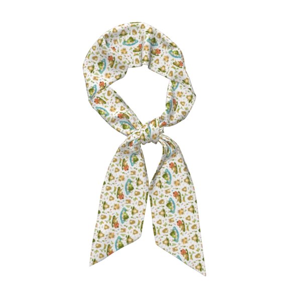 Xecao Cute Frog Pattern Large Satin Head Scarf - Satin Hair Scarves Silk Bandana Scarf Headscarf Silk Feeling Scarf for Women
