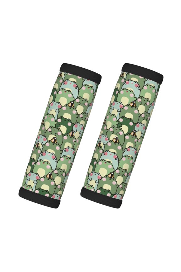 Cute Frog Print 2 Pack Luggage Handles Wrap Grips Identifiers Bright Luggage Markers, Unique Travel Essentials,Bright Luggage Markers