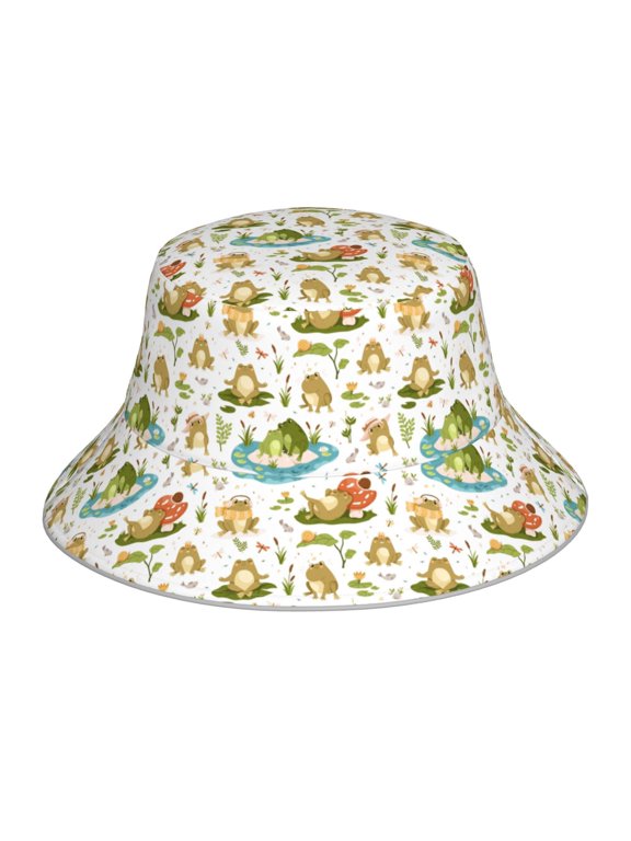 Cute Frog Print Men and Women Night Reflective Hat Runner Cap Visor Bucket Hat Boonie Cap