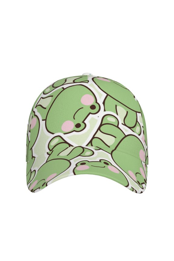 Cute Frog for Baseball Cap: Unisex, crafted from classic polyester twill fabric, featuring a soft unconstructed design