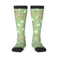 thumbnail image 1 of Xecao Cute Frog2 print thigh-high socks, crafted for both men and women with a stretchy, high-opaque design perfect for daily wear, 1 of 6