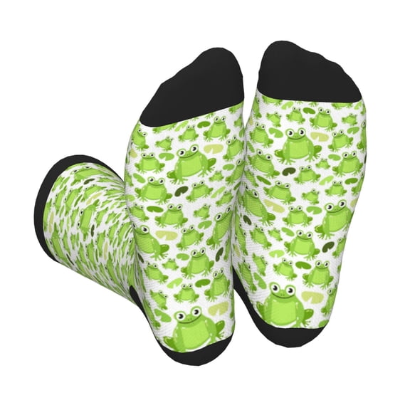 Xecao Cute Frogs Print Crew Socks for Men and Women, Men's Soft Moisture-wicking Sock