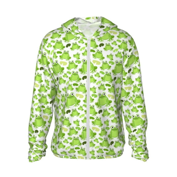 Xecao Cute Frogs for Sun Shirt-A lightweight, Hoodie-Style Long-Sleeve UV Protection Garment Designed for Other Outdoor Activities. -Small