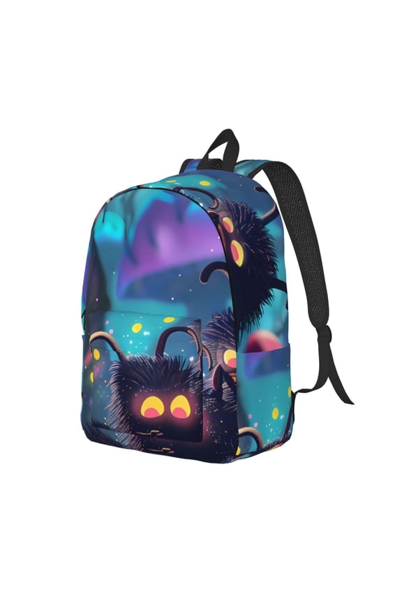Cute Fuzzy Fantasy Creatures for Canvas College Laptop Backpack, a Durable Rucksack for Both Men and Women, ideal for travel, school, and daily use Bag-Medium