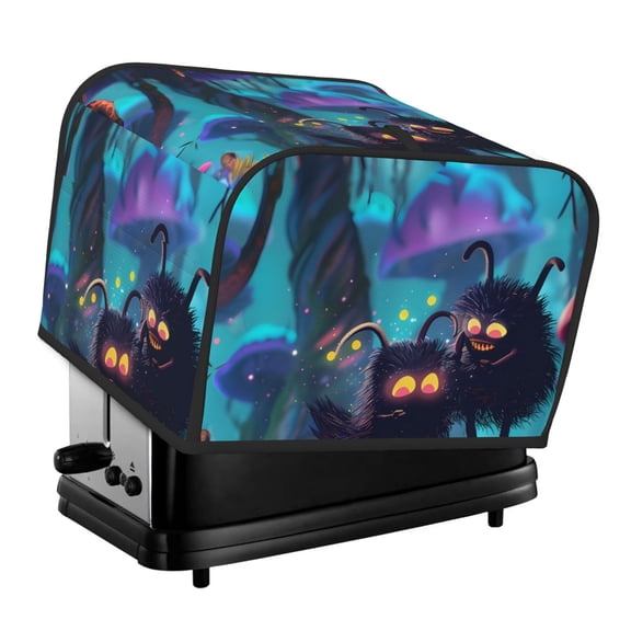 Xecao Cute Fuzzy Fantasy Creatures Print 4 Slice Toaster Cover with Pockets, Small Appliance Cover, Dust and Fingerprint Protection, Machine Washable