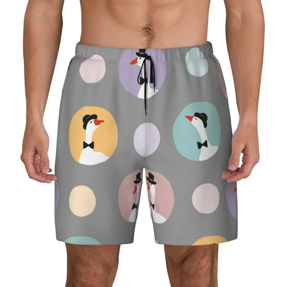Xecao Cute Geese for Men's Swimming Trunks Swim Trunks Quick Dry Swim Shorts with Mesh Lining Funny Swimwear Bathing Suits