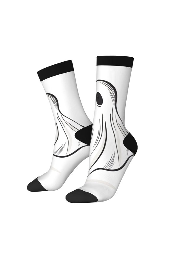 Cute Ghost Simple Drawing Pattern Sport Socks for Women and Men Crew Socks Sporty Calf Socks Casual Socks