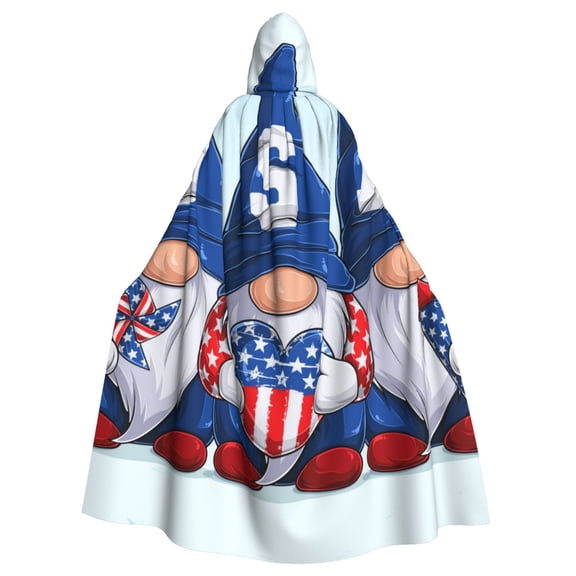Xecao Cute Gnomes in USA Pattern Unisex Adults Hooded Cloak,Cosplay Costumes,Cape for Halloween