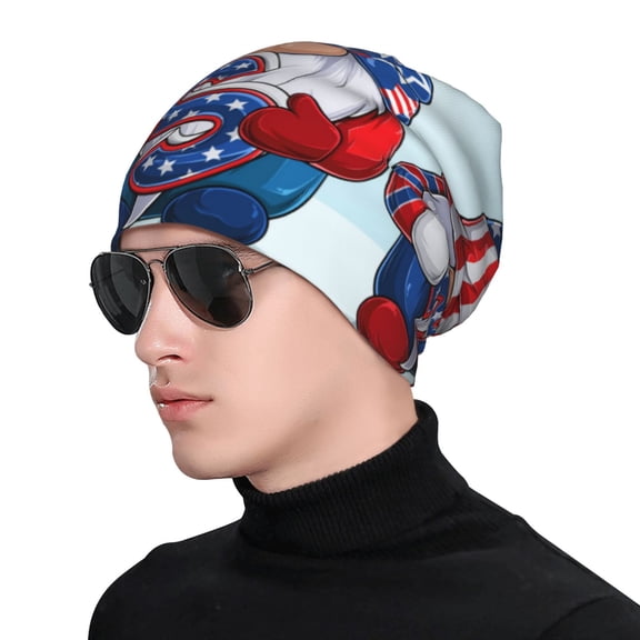 Xecao Cute Gnomes in USA1 Print Beanie Knitted Hat for Men Women, Winter Fashion Knit Cuffed Caps Unisex