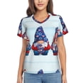thumbnail image 1 of Xecao Cute Gnomes in USA1 for Women's V-Neck T-Shirts-Elegant Half-Sleeve Tops Perfect for Summer-Small, 1 of 5