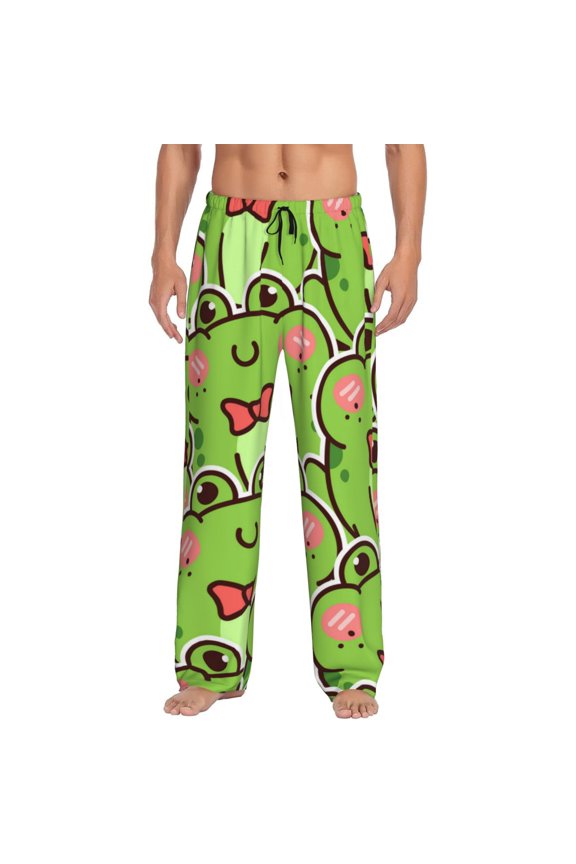Cute Green Frog Men's Straight Lounge Pajama Pants: The Ultimate in Comfortable Sleepwear