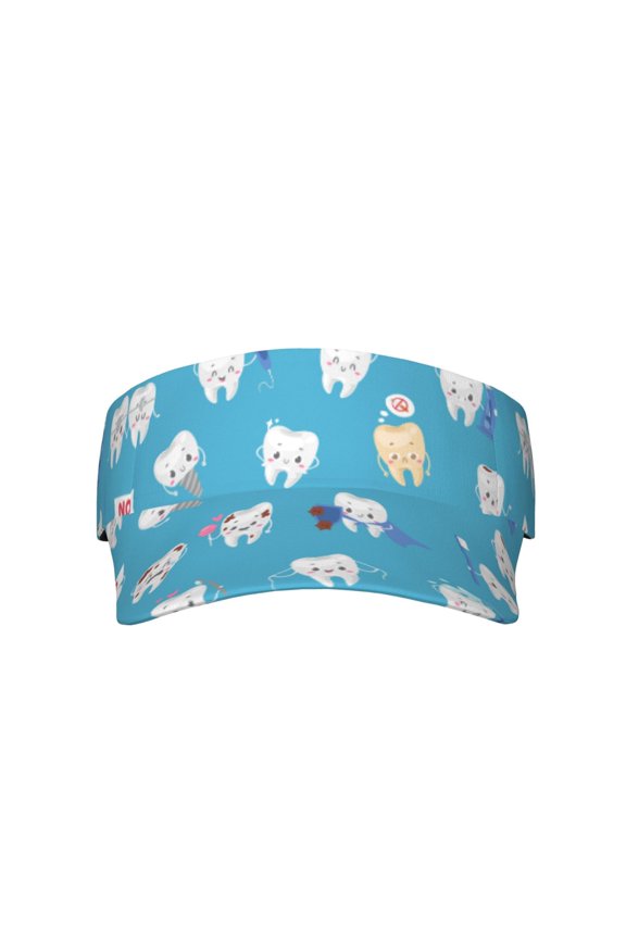 Cute Healthy Teeth for Adult Sun Cap offers versatile sun protection with adjustable Velcro for a secure fit.