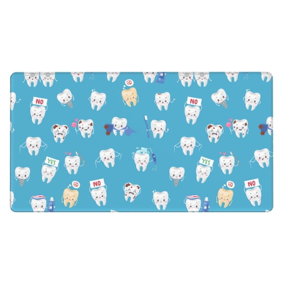 Xecao Cute Healthy Teeth for Waterproof Mouse Pad - Extended Contour Mouse Mat, Large Gaming Mousepad Laptop Keyboard Mat with Non-Slip Rubber Base