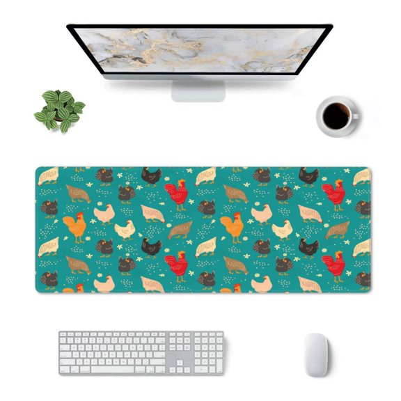 Xecao Cute Hens And Rooster for Mouse Pad - Waterproof Extended Contour Mouse Mat, Large Gaming Mousepad Laptop Keyboard Mat with Non-Slip Rubber Base