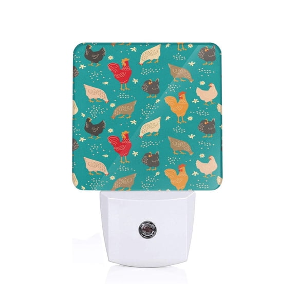 Xecao Cute Hens And Rooster for Night Light - a Wall-mounted LED Fixture with A Dusk-to-dawn Sensor, Ideal for Bedrooms, Bathrooms, Hallways, and Kitchens-US