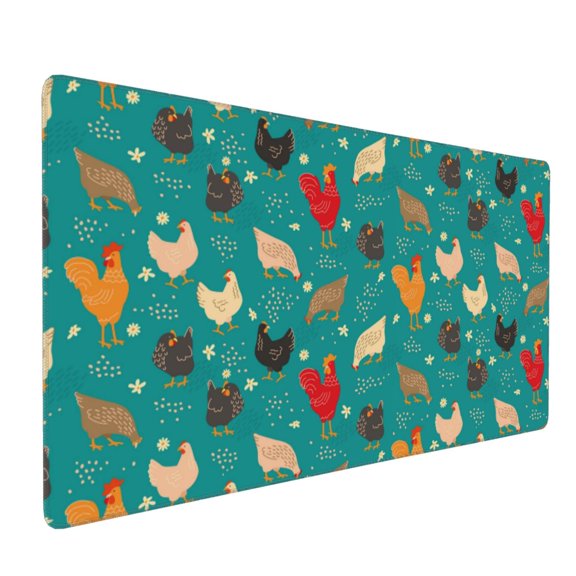 Xecao Cute Hens And Rooster Print Large Mouse Pad, 16x35.5in Mousepad, Professional Non-Slip Rubber Base Big Mouse Pad, Mouse Pad for Gaming & Office Full Desk Mouse Pad