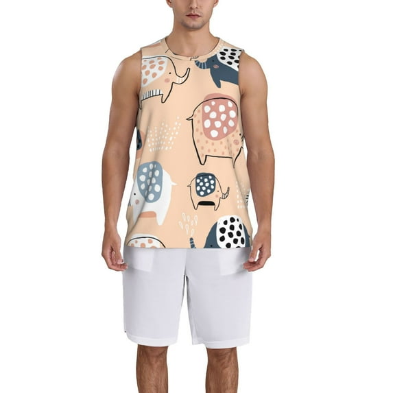 Xecao Cute Ink Drawn Elephants print basketball shirt for both men and women, a unisex basketball jersey perfect for theme parties-Large