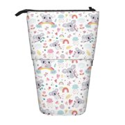 Xecao Cute Koala Print Telescopic Pencil Bag Pen Holder Pop Up Stationery Case Stand-up Retractable Transformer Bag Standing Organizer