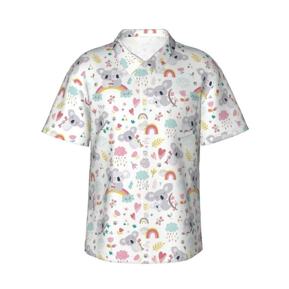 Xecao Cute Koala print Hawaiian shirt - a stylish short-sleeve button-down for men, perfect for casual beach and tropical outings.