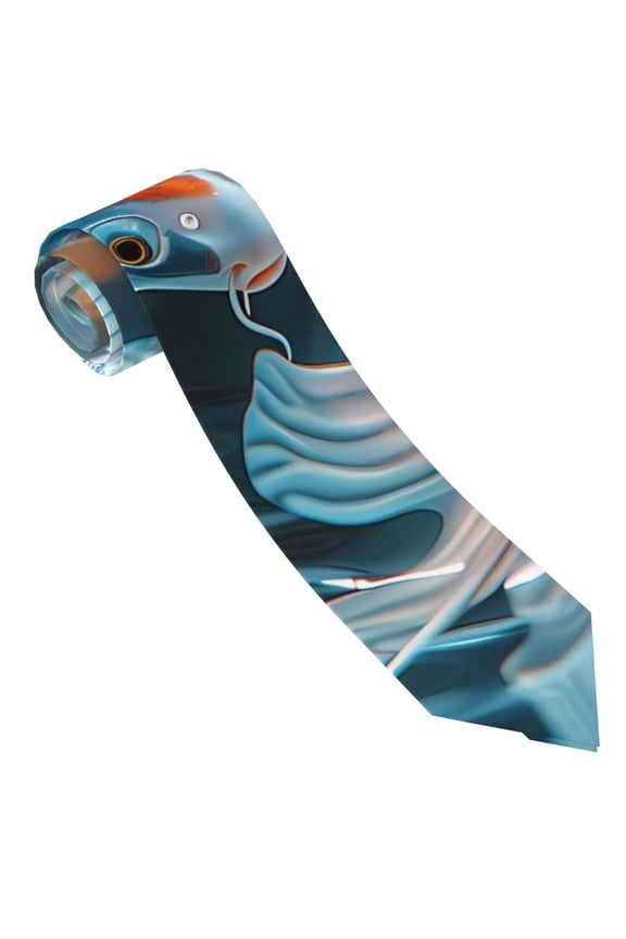 Cute Koi Fish Serenity Print Tie For Men Necktie Woven Jacquard Neck Ties,Classic Men's Tie