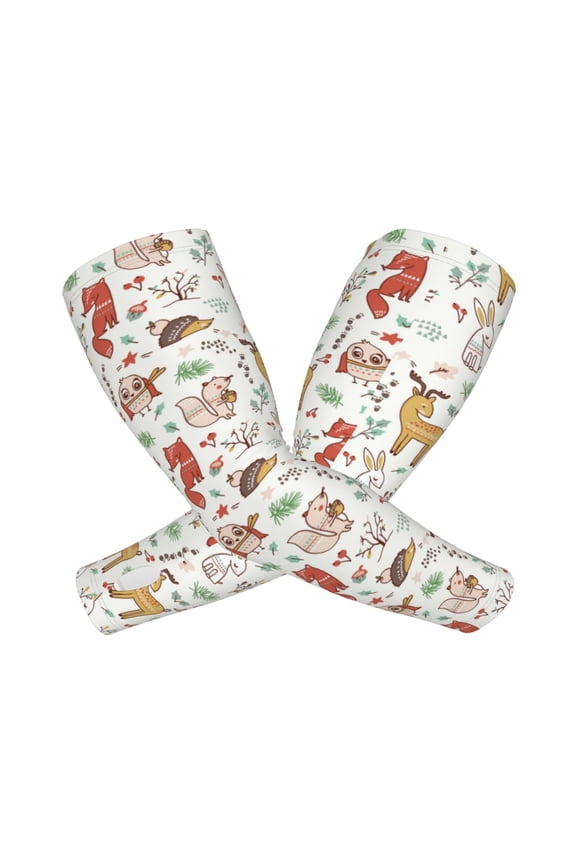 Cute Little Animals Print Cooling Arm Sleeves, UPF 50 UV Sun Protection Sports Compression ,Tattoo Cover Up ,Sports Sleeve for Basketball Golf Football