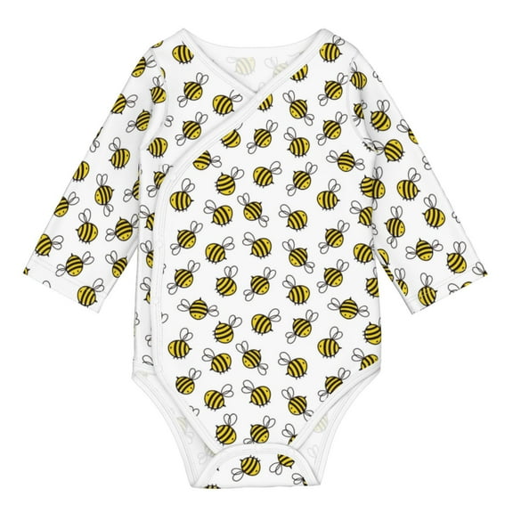 Xecao Cute Little Bee Print Baby unisex-baby Cotton Long-sleeve Bodysuits-3 Months