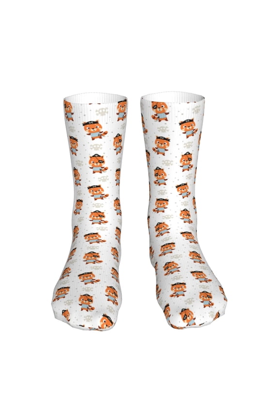 Cute Little Pirate Red Panda Print Fashion No Heel Casual Crew Socks Cushioned Breathable for Men Women - Moisture wicking,Not easy to fade Suitable for daily