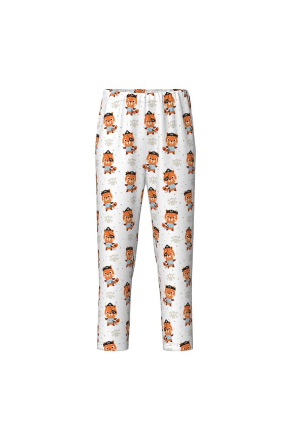 Cute Little Pirate Red Panda Print Teenagers' Pajama Pants Long Sleep Pants Soft Elastic Waist Pajama Bottoms Elastic waist with 2 Pockets 5-16 Years-Small