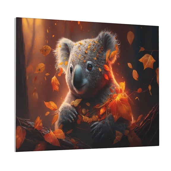 Xecao Cute Maple Leaf Koala for Waterproof Framed Canvas Art - Modern Home Decor with Real Wood Frame for Gifting and Interior Design,Horizontal