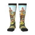 thumbnail image 1 of Xecao Cute Mushroom Town A print thigh-high socks, crafted for both men and women with a stretchy, high-opaque design perfect for daily wear, 1 of 6