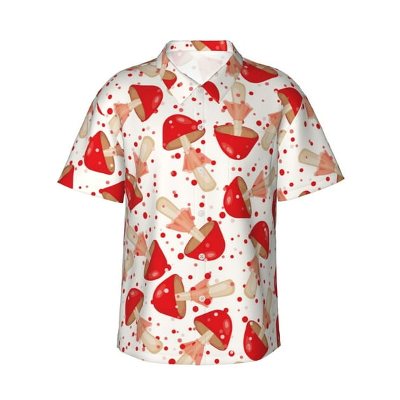 Xecao Cute Mushroom print Hawaiian shirt - a stylish short-sleeve button-down for men, perfect for casual beach and tropical outings.