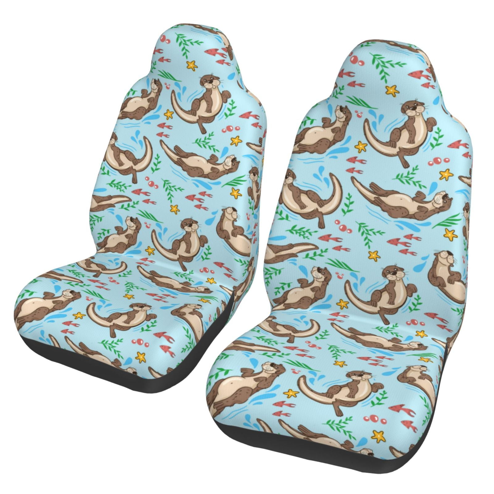 Xecao Cute Otters Print Car Seat Cover in That Fits Most Cars, Vans