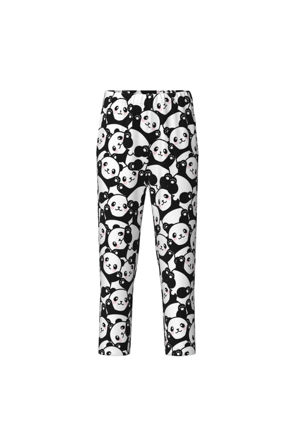Cute Panda (3) Print Teenagers' Pajama Pants Long Sleep Pants Soft Elastic Waist Pajama Bottoms Elastic waist with 2 Pockets 5-16 Years-Large