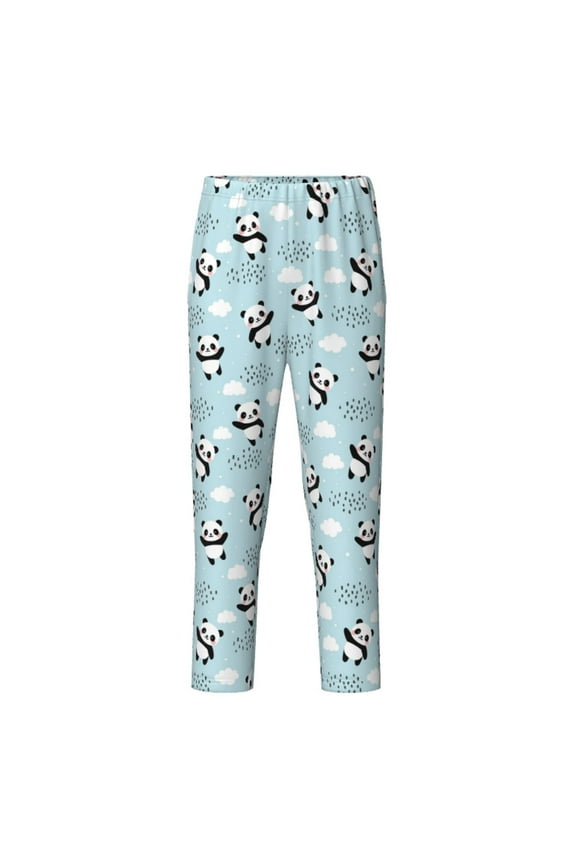 Cute Panda Bear Print Teenagers' Pajama Pants Long Sleep Pants Soft Elastic Waist Pajama Bottoms Elastic waist with 2 Pockets 5-16 Years-Small