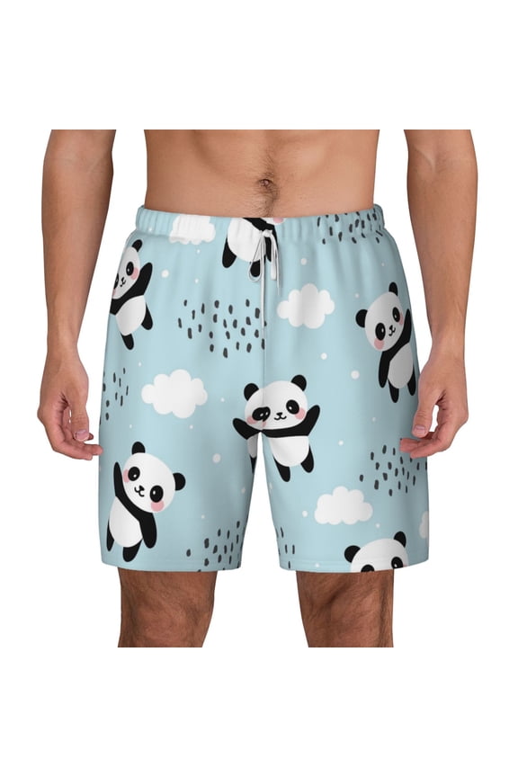 Cute Panda Bear for Men's Swimming Trunks Swim Trunks Quick Dry Swim Shorts with Mesh Lining Funny Swimwear Bathing Suits
