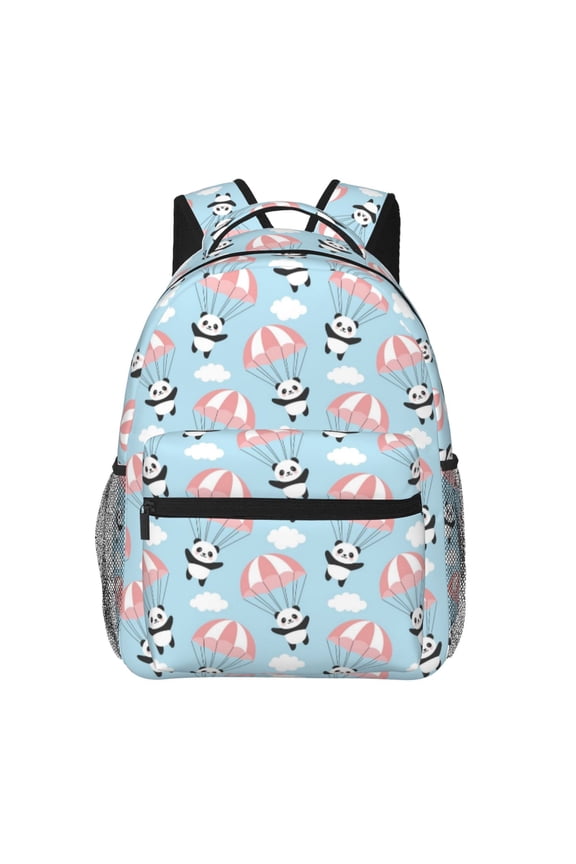 Cute Panda Flying in the Sky Backpack, a stylish and functional choice for both men and women, is the perfect basic bookbag for college, work, or travel