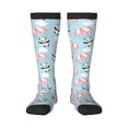 thumbnail image 1 of Xecao Cute Panda Flying in the Sky print thigh-high socks, crafted for both men and women with a stretchy, high-opaque design perfect for daily wear, 1 of 6