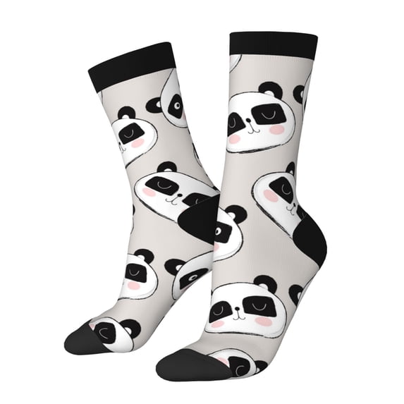 Xecao Cute Panda Pattern Sport Socks for Women and Men Crew Socks Sporty Calf Socks Casual Socks