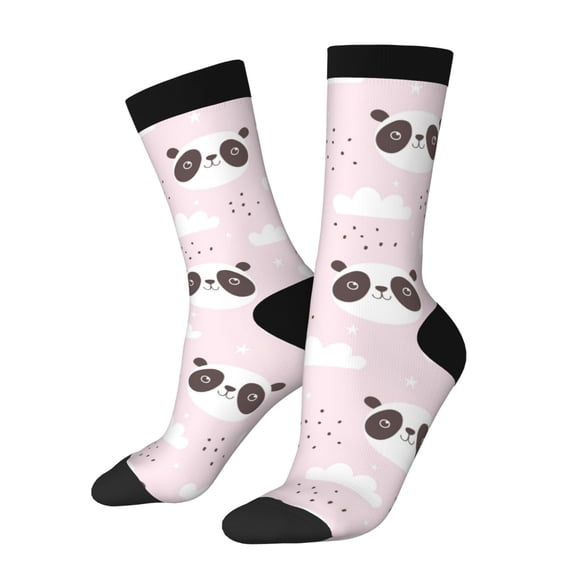 Xecao Cute Panda Pattern Sport Socks for Women and Men Crew Socks Sporty Calf Socks Casual Socks
