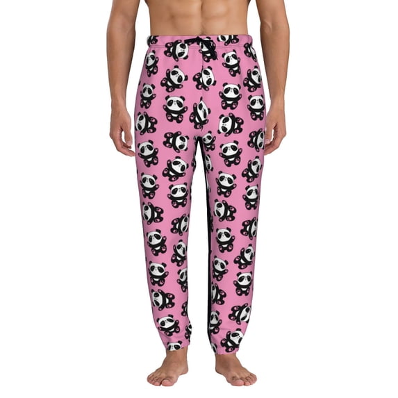 Xecao Cute Panda Print Active Tech Joggers for Men, Mens Sweatpants Lounge Pants with Pockets-Medium
