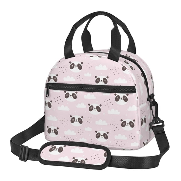 Xecao Cute Panda Print Insulated Lunch Box, Lunch Cags Lunch Bag Featuring An Adjustable Shoulder Strap