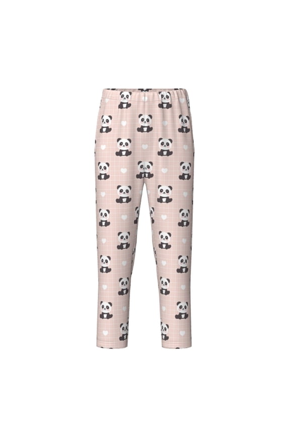 Cute Panda Print Teenagers' Pajama Pants Long Sleep Pants Soft Elastic Waist Pajama Bottoms Elastic waist with 2 Pockets 5-16 Years-Large