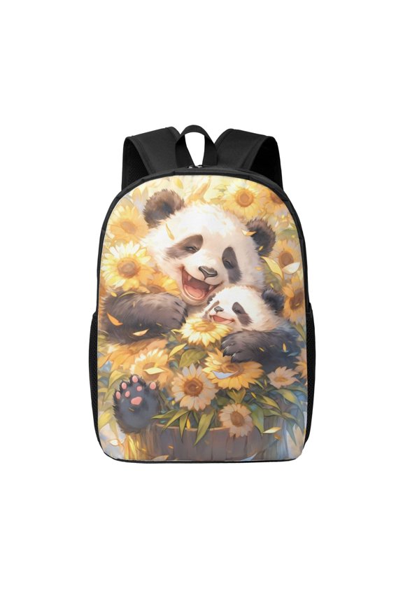 Cute Panda Sunflower print Travel Backpack, Large Computer Backpack for Men Women, College School Rucksack Book Bag
