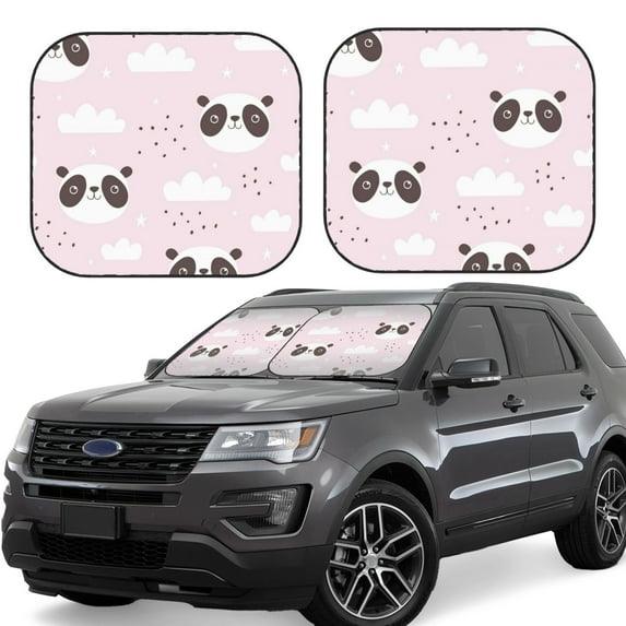 Xecao Cute Panda for Foldable Car Sun Shades (2-Pack) offer sun protection with an easy-fold design for convenient windshield shading.