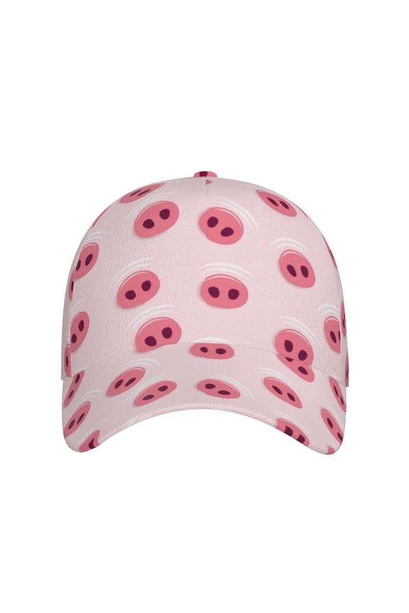 Cute Pig Nose for Baseball Cap: Unisex, crafted from classic polyester twill fabric, featuring a soft unconstructed design