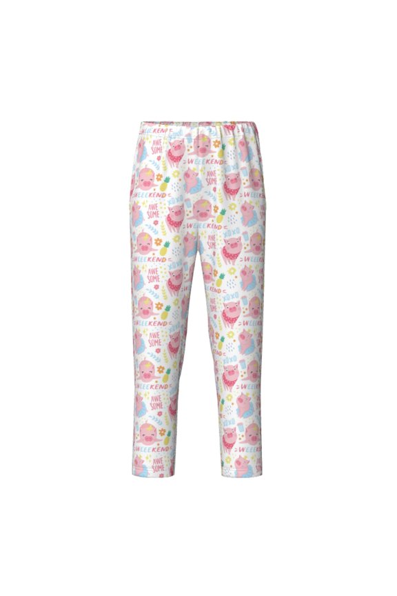 Cute Pig Print Teenagers' Pajama Pants Long Sleep Pants Soft Elastic Waist Pajama Bottoms Elastic waist with 2 Pockets 5-16 Years-Medium