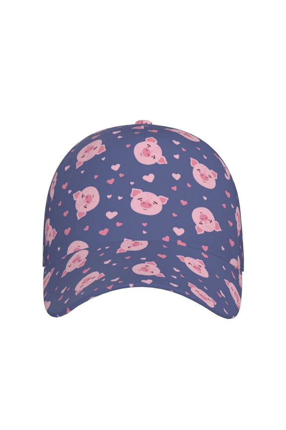 Cute Pig for Baseball Cap: Unisex, crafted from classic polyester twill fabric, featuring a soft unconstructed design