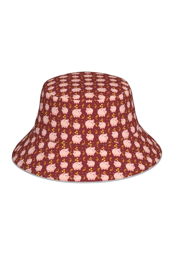 Cute Pig with Coins Print Men and Women Night Reflective Hat Runner Cap Visor Bucket Hat Boonie Cap