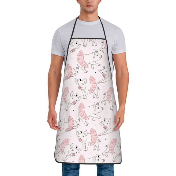 Xecao Cute Piggy Ballerina Print Funny BBQ Chef Aprons for Men Women,Adjustable Kitchen Cooking Aprons with Pocket Waterproof Oil Proof No Pilling Fading